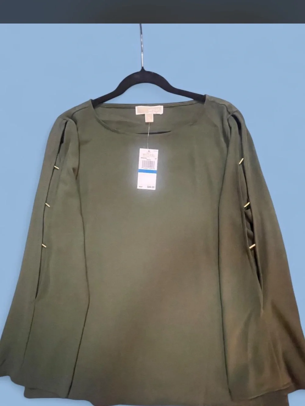 Elegant Women's Olive Green Long Sleeve Blouse